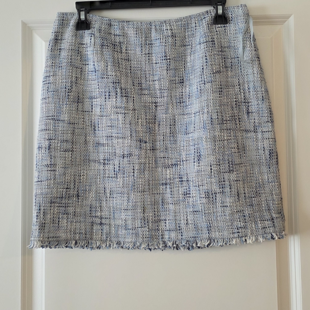 Tweed Pencil Skirt Cotton Preppy Chic Academia Light Blue Womens 8 I.n.c. Brand